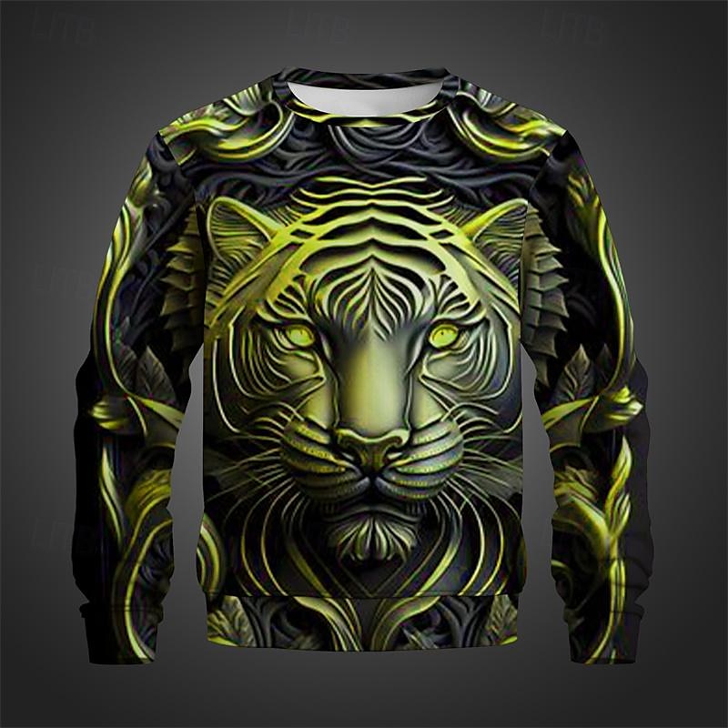 Per uomo Tigre Felpe Felpa Manica lunga Felpa Girocollo Di tendenza Informale Stile di strada Stampa 3D Per uscire Abbigliamento di strada Stampa 3D Primavera & Autunno del 2025 a $29.99 –P10