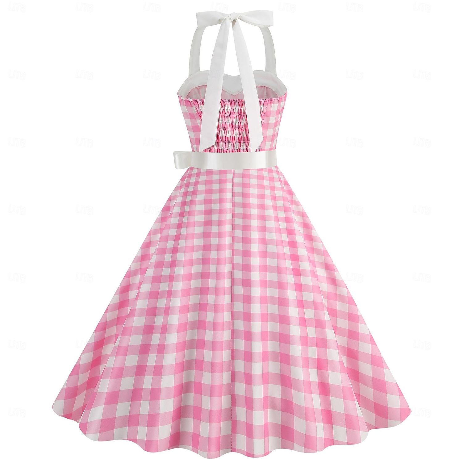 Retro / vintage Lata 50. Południe Sukienka Sukienka o kroju A Sukienka huśtawka Kantar Kratka W kratkę Bawełniany materiał w kratkę Damskie Randka Wieczór panieński Dla dorosłych Sukienka Sukienki na 2025 - $29.99 –P4