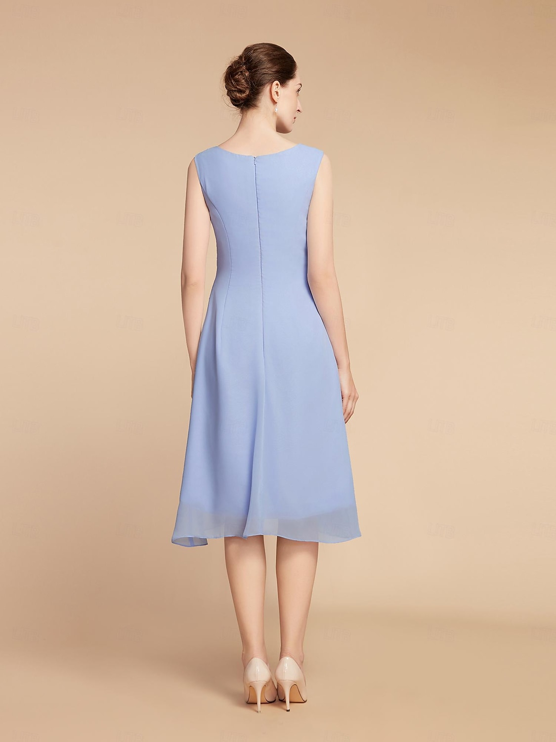 Completo Due Pezzi Abito a Tubo Madre della Sposa Ospite di Nozze Elegante Piccolo Scollatura a Costa Lunghezza al Ginocchio Chiffon Pizzo Manica Mezza con Ruching Colore Solido taglia personalizzata del 2025 a €158.99 –P5