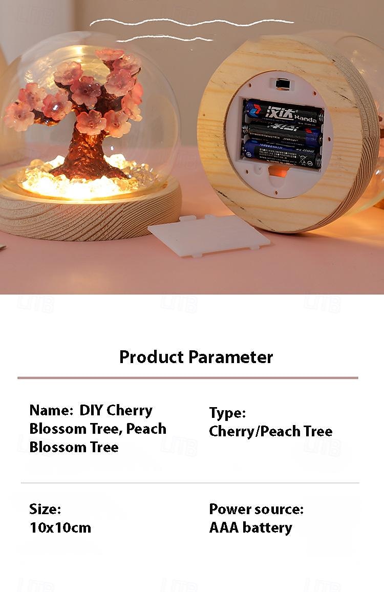 Bricolage fait à la main cerisier fleur arbre fleur de pêche veilleuse créative lumière ambiante chambre confortable ornements décoratifs de 2025 ? $19.49 –P1