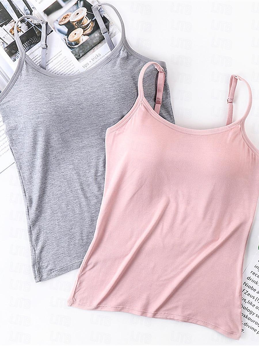 Women's Pajamas Top Pure Color Simple Comfort Daily Rayon Breathable Straps Sleeveless Strap Top Backless Chest pads Summer Spring Home Outfits 2025 - $14.49 –P16