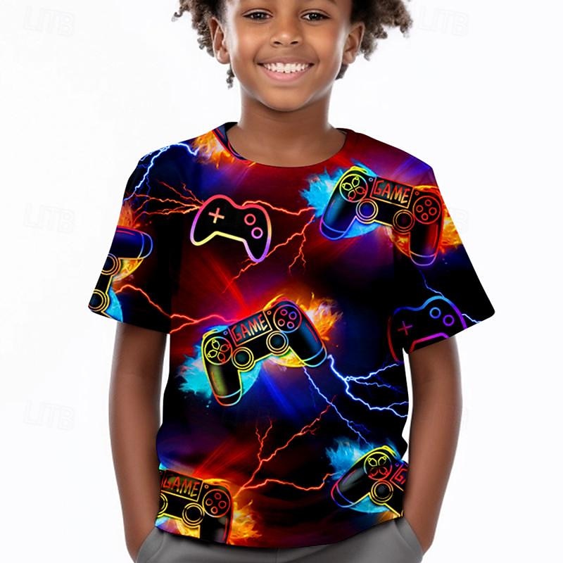 Chico 3D Juego Camiseta Camisa Manga Corta Impresión 3D Verano Activo Deportes Moda Poliéster Niños 3-12 años Cuello Barco Exterior Casual Diario Ajuste regular 2026 - $11.99 –P2