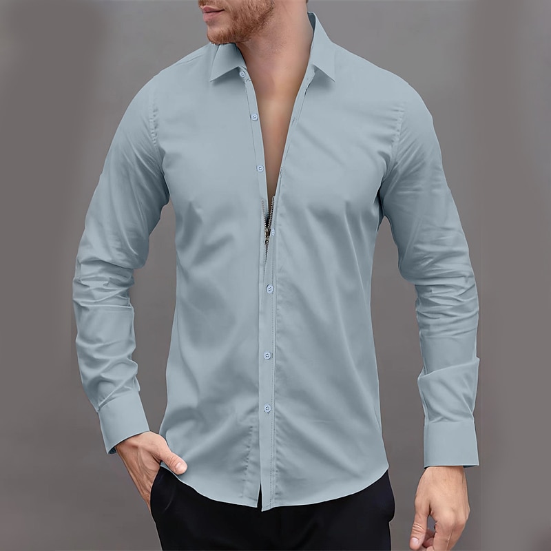 Men's Dress Shirt Button Up Shirt Plain Wedding Daily Light Blue Black White Pink Long Sleeve Lapel Spring &  Fall Clothing Apparel Collared Shirts 2026 - $31.99 –P9