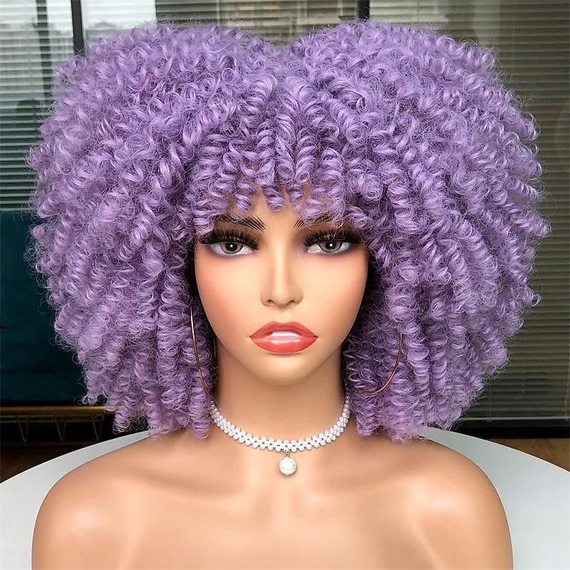 perruque bouclée avec frange pour femmes noires perruque courte crépue bouclée 14 pouces cheveux afro carnaval fête noël cosplay perruques de 2025 ? $21.99 –P7