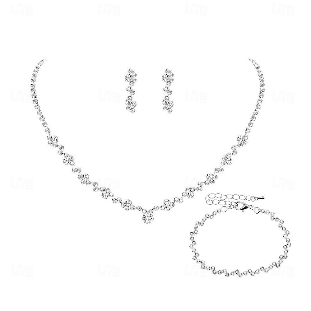 Conjunto de Joias de Água Diamante para Vestidos de Dama de Honra Brincos Colar de Ondas de Gota de Água Pulseira Presente de Dia dos Namorados de 2026 por $16.09 –P6
