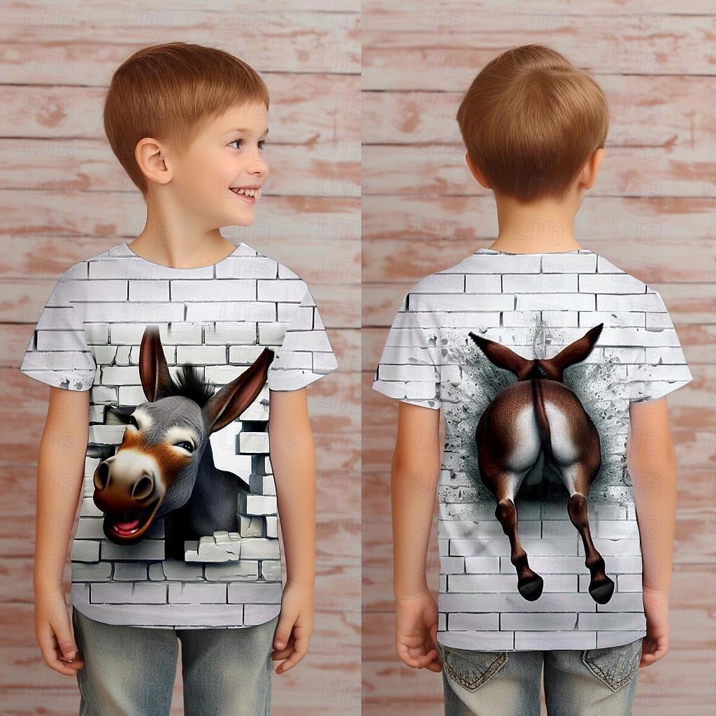 Jungen 3D Karikatur Kühe T-Shirt Hemden Kurzarm 3D-Druck Sommer Aktiv Sport Modisch kinderkleidung 3-12 Jahre Rundhalsausschnitt Outdoor Casual Täglich Regular Fit 2026 - $11.99 –P2