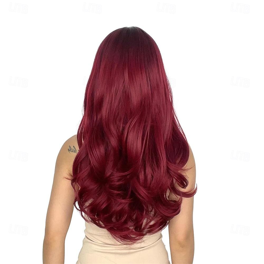 parrucca ramata con frangia parrucche di capelli naturali per le donne parrucca lunga a strati per le ragazze radici scure parrucca rame rosso ombre resistente al calore parrucca sintetica arancione del 2025 a $32.99 –P2