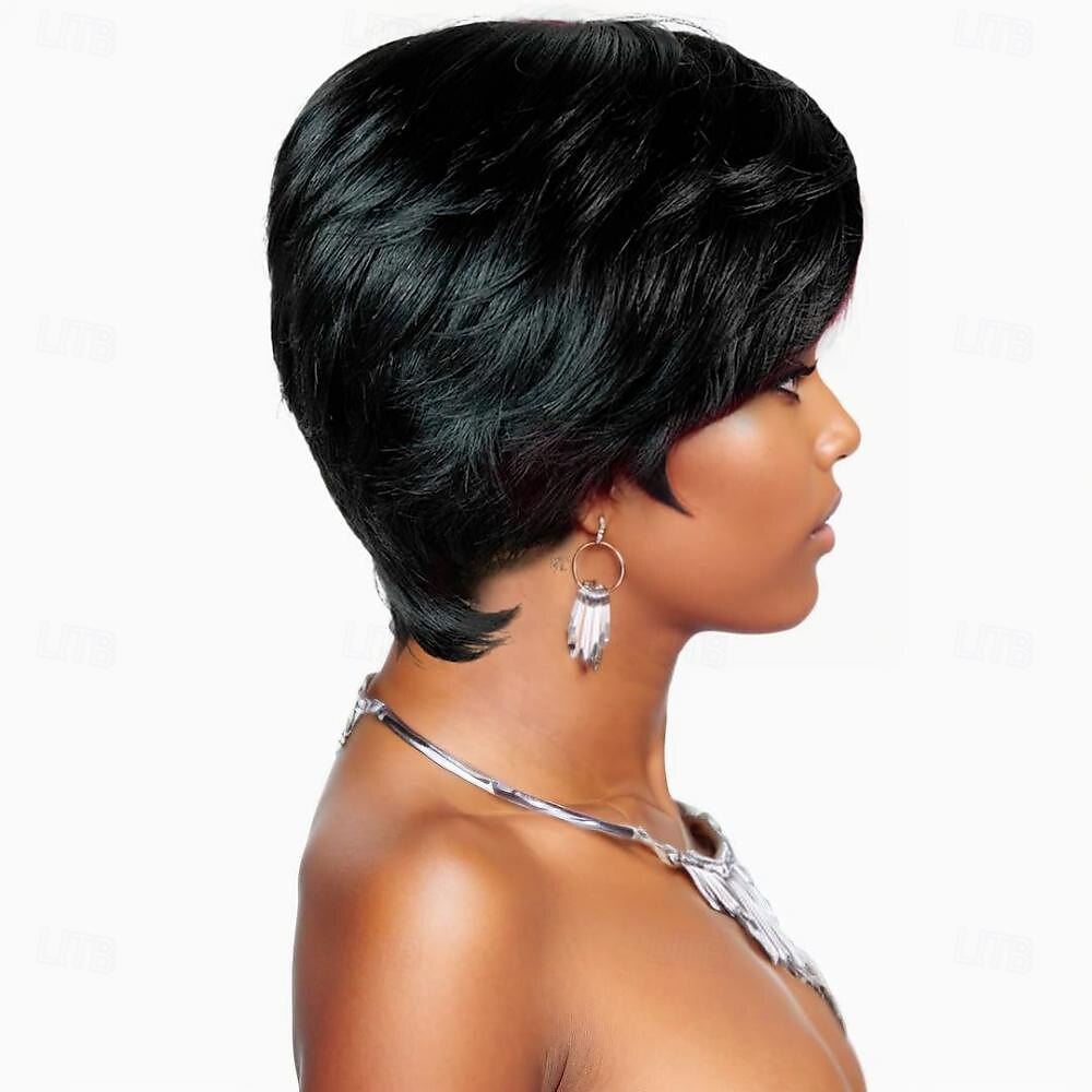 Short Bob Wigs for Black Women Human Hair Wig Ombre Pixie Cut Wig with Bangs Layered Wig Full None Lace Machine Made Wig 2025 - $50.99 –P3