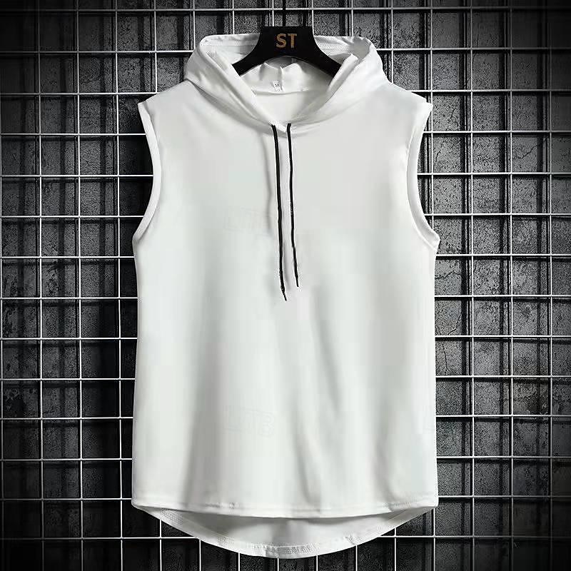 Herr Linne Undertröjor Ärmlös tröja Ärmlös Huva Sommar Slät Mode Designer Grundläggande Semester Gata Utekväll Svart Vit Blå Topp t-shirt för män 2025 - $10.49 –P2