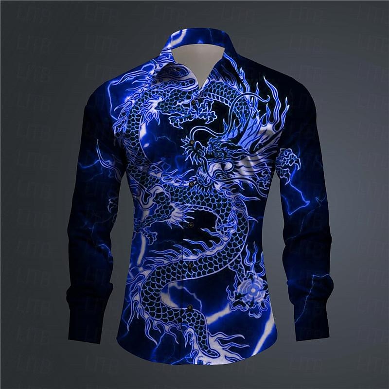 Homme Dragon Chemise Chemise boutonnée manche longue Abstrait Usage quotidien Sortie Printemps Col rabattu Imprimer Bouton bas Noir Jaune Rose Claire Rouge Bleu Roi de 2025 ? $26.99 –P8