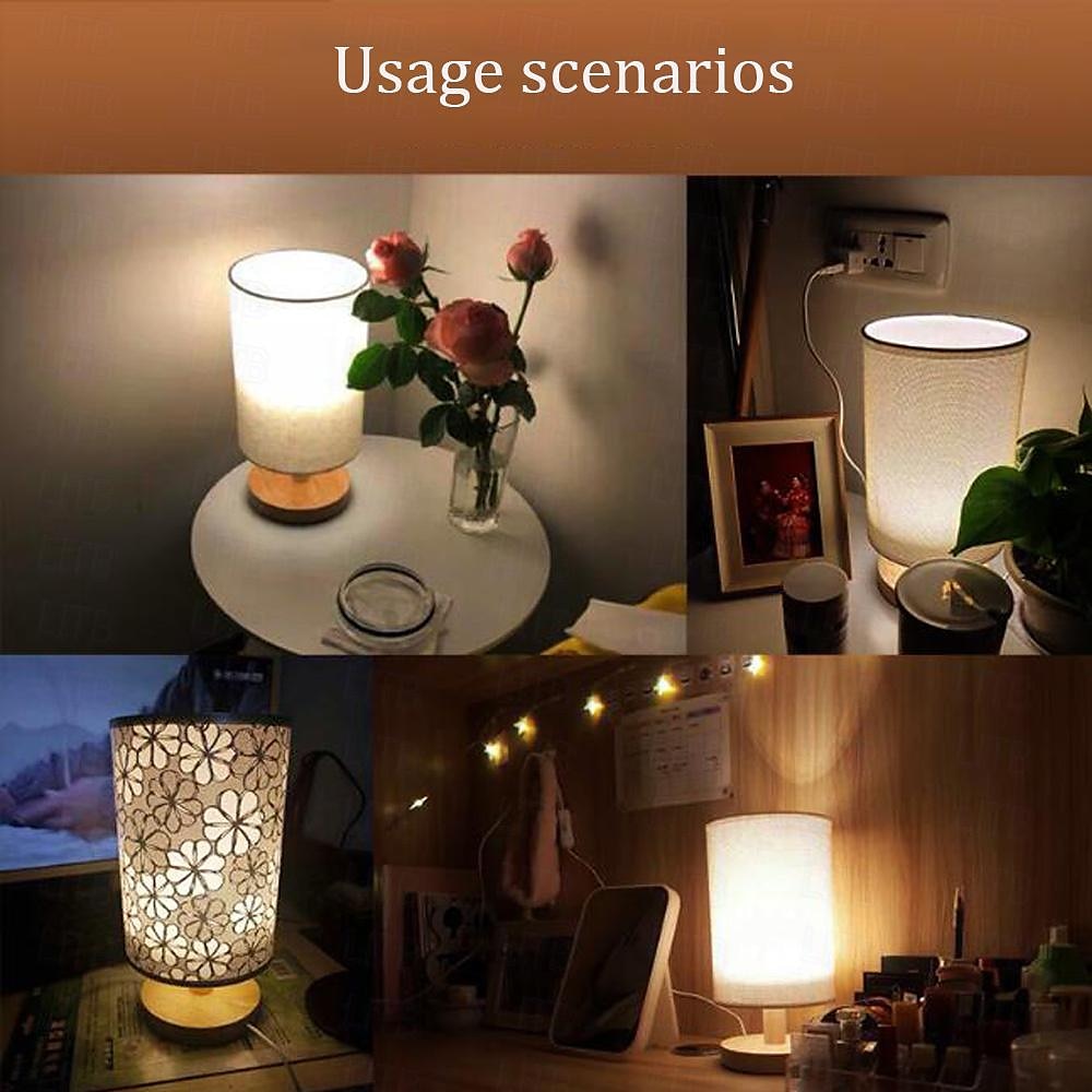 Table Lamp Bedside Nightstand Lamp Simple Desk Lamp Fabric Wooden Table Lamp for Bedroom Living Room Office Study 2025 - $19.99 –P3