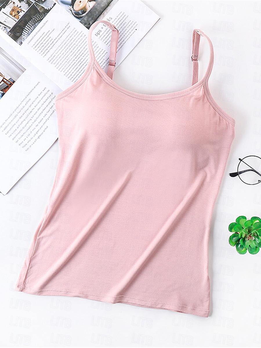 Women's Pajamas Top Pure Color Simple Comfort Daily Rayon Breathable Straps Sleeveless Strap Top Backless Chest pads Summer Spring Home Outfits 2025 - $14.49 –P4