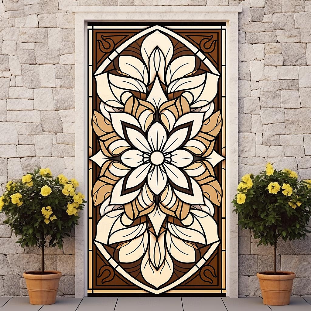 витражи цветочные дверные покрытия фреска декор дверной гобелен дверной занавес украшение фон дверной баннер съемный для входной двери в помещении и на открытом воздухе украшение для дома и комнаты 2026 - $23.99 –P8