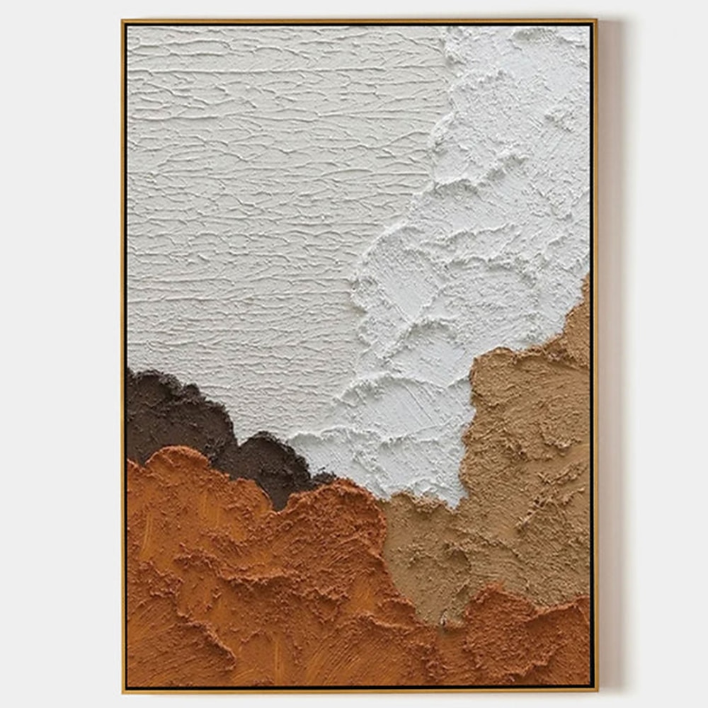 handgemaltes, schweres Strukturgemälde, handgemachtes Terrakotta-Strukturgemälde, Wandkunst, minimalistisches Gemälde, Wandkunst, Gipskunst, Terrakotta-abstrakte Kunst, helle Wandkunst, 2025 - $116.99 –P5