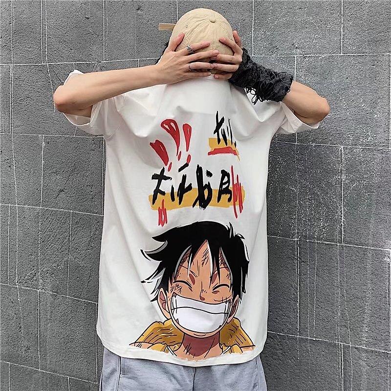 One Piece Monkey D. Luffy T-skjorte Tegneserie Manga Animé Graphic Til Par Herre Dame Voksne Karneval Maskerade Varmstempling Fritid / hverdag 2025 - $13.99 –P4