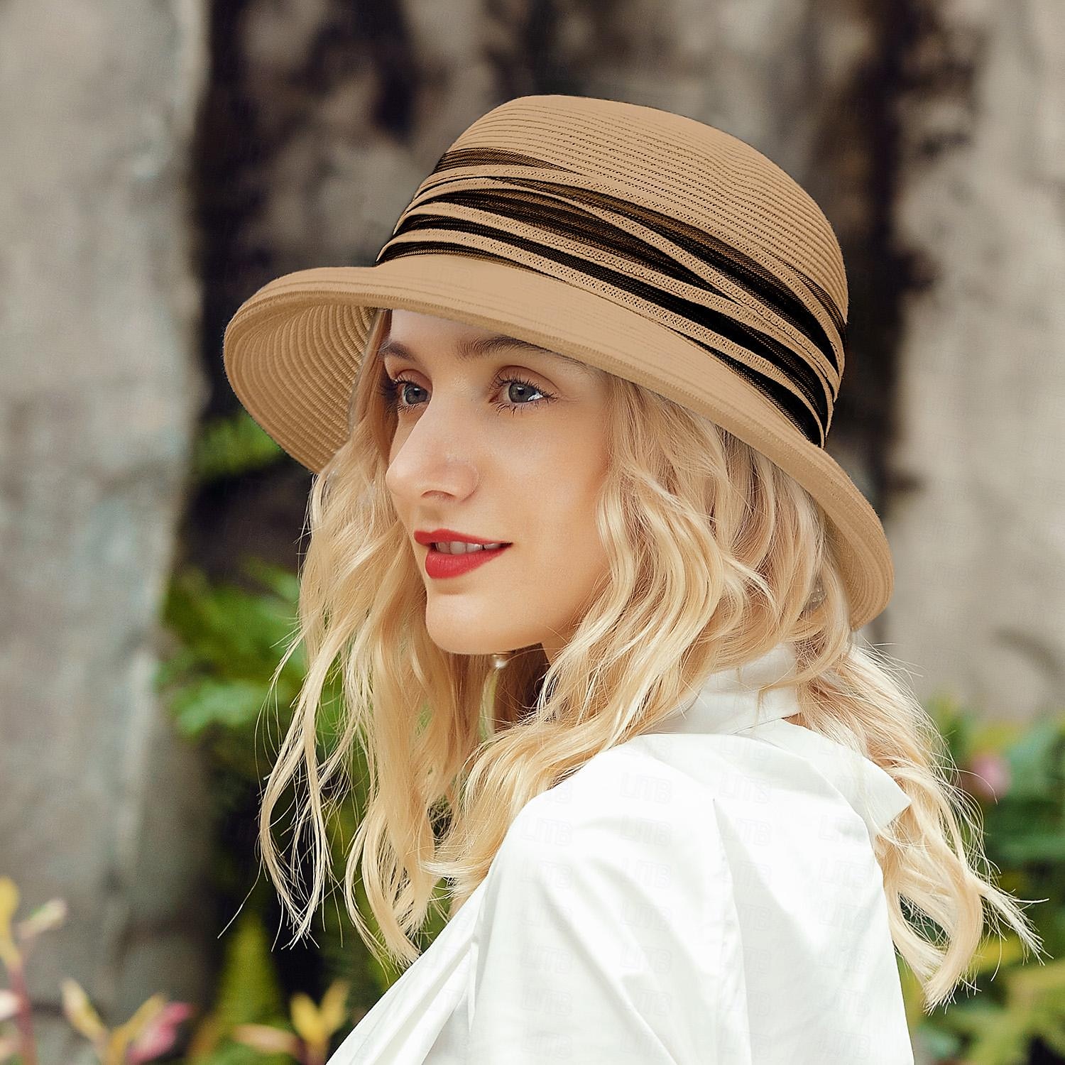 Palarie Fibră Clop Floppy Paie Căciulă Nuntă Casual Elegant Nuntă Cu Despicare Tul Diadema Articole Pentru Cap 2025 - $27.99 –P5