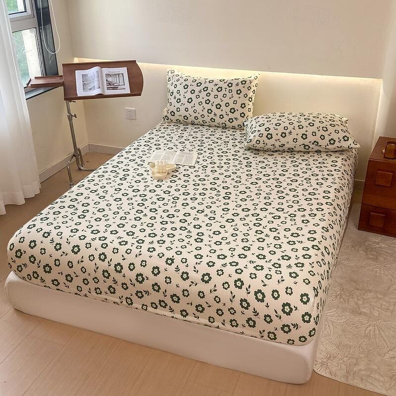 Lençol de cama 100% algodão de 1 unidade com capa de cama de flores pequenas fragmentadas capa de colchão elástica para cama de casal de luxo individual ou dupla disponível em vários tamanhos de 2025 por $22.99 –P15
