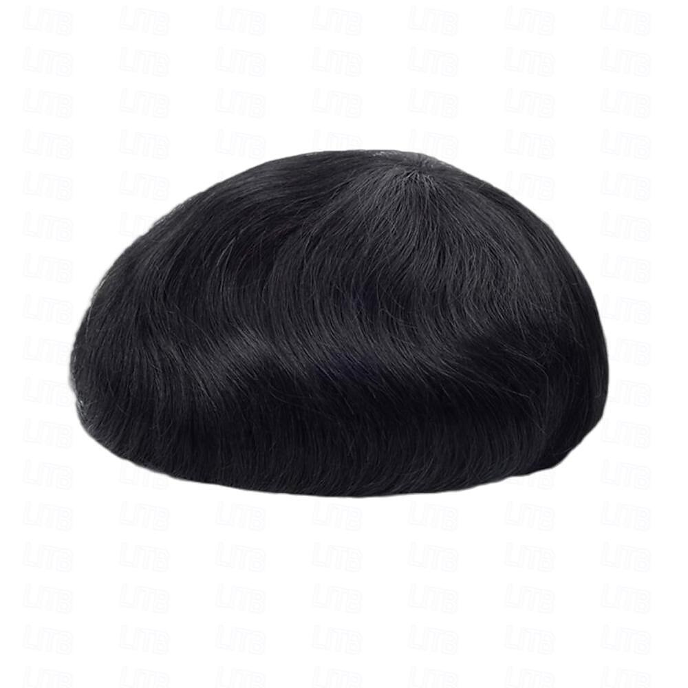 herrtupé människohår ersättningssystem för män andas fransk spets herrperuker hårstycke poly skin pu runt hårenhetslapp för män 7x9 8x10 2025 - $266.89 –P2