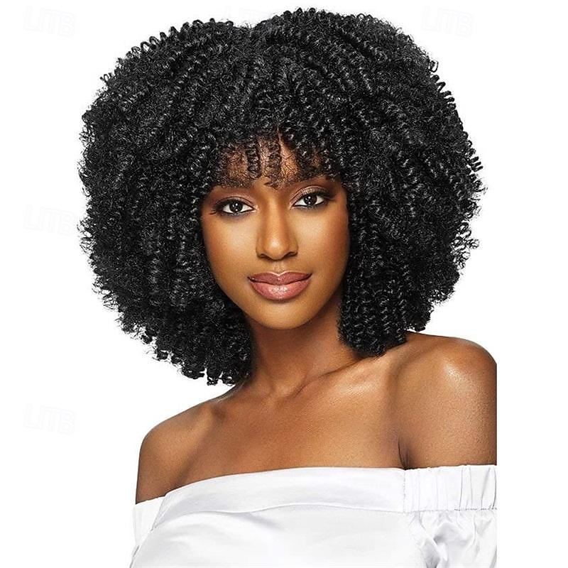 Perucas Afro Cacheadas para Mulheres Negras Peruca Curta Cacheada Sintética sem Cola Ombre Marrom 12 polegadas Perucas de Halloween de 2026 por $21.99 –P2