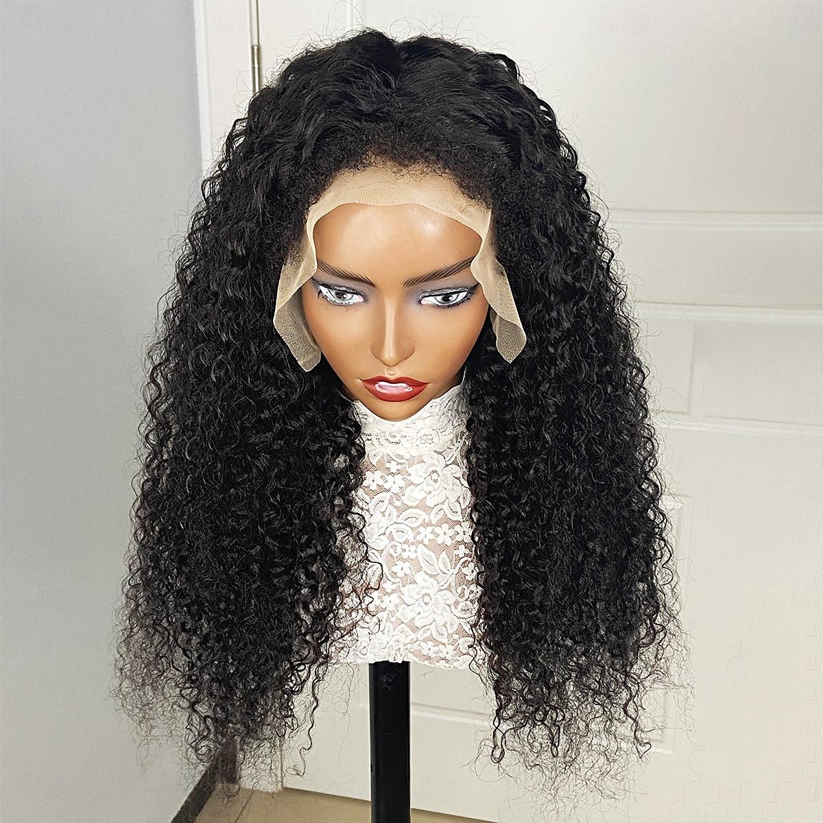 13x4 lace front pruik van echt haar, 4c-krullend golvend natuurlijk haar, 150% dichtheid met 4c babyhaar 2025 - $314.69 –P3