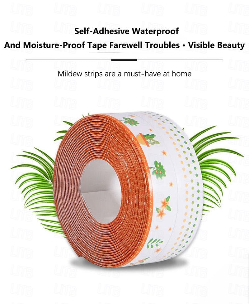 1 rull vanntett muggsikker toaletttettlist, selvklebende forseglingstape på badet, vanntett tape på badet for å forhindre fukt og mugg, vakre sømklistremerker på kanten av badetoalettet 2025 - $9.99 –P6