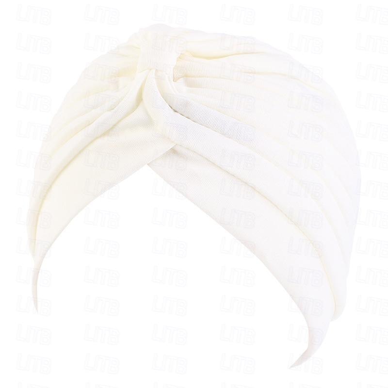 Sombreros turbantes suaves con nudo preanudado moda plisada gorro de quimioterapia diadema para dormir de color sólido naranja para mujeres Día de Reyes casual diario 2025 - $13.99 –P2