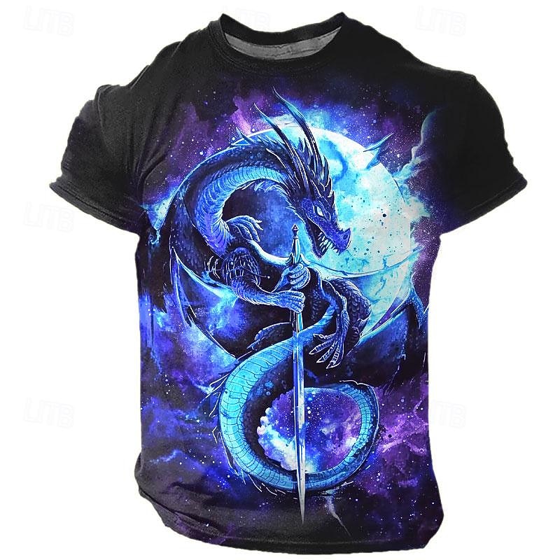 Hombre Graphic Dragón Camiseta Manga Corta Camiseta Impresión 3D Cuello Barco Camisa Design Retro Antiguo Subcultura Deporte Festivos Noche Burdeos Azul Piscina Morado Primavera verano Ropa S M L XL 2026 - $19.49 –P6