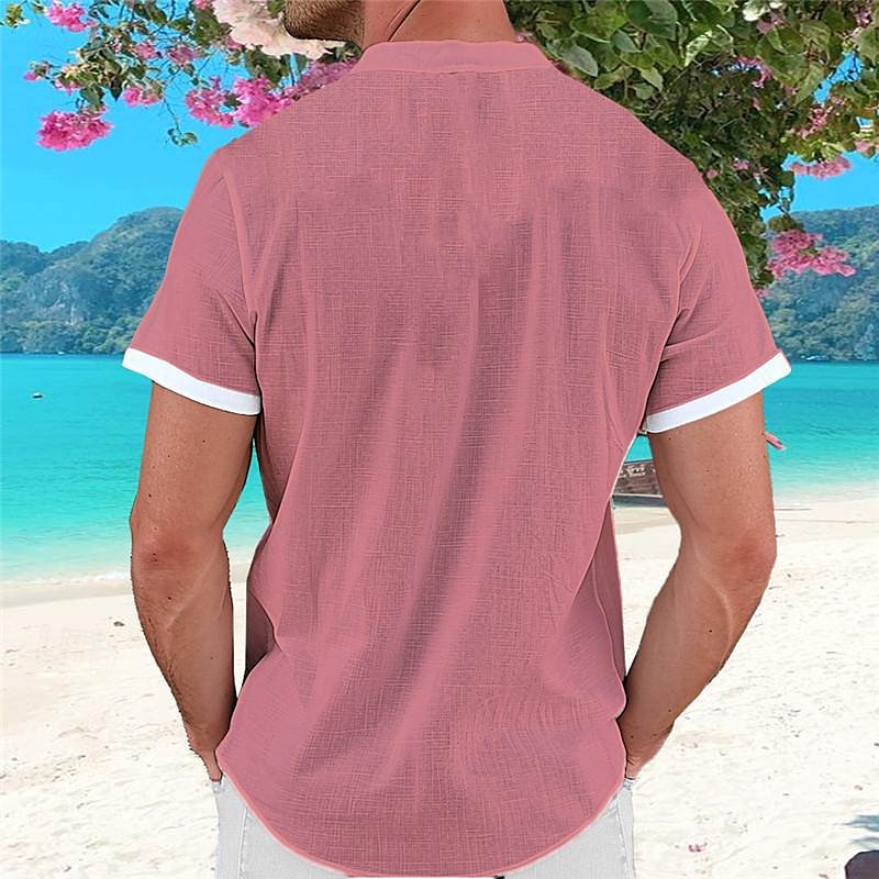 Homme Chemise hawaïenne Chemise Aloha Chemises imprimées Manches courtes Chemise Col Mao Hawaïen Station balnéaire Vacances Hawaïen Rose Claire Bleu Violet S M L de 2025 ? $22.99 –P2