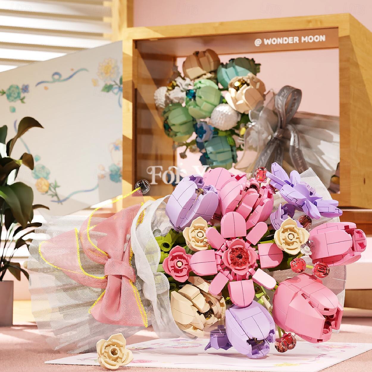 presentes do dia das mulheres luar sociedade mini partículas criativas brinquedos diy blocos de construção de flores eternas série pacote de flores dia das mulheres presentes do dia das mães para de 2025 por $45.69 –P5