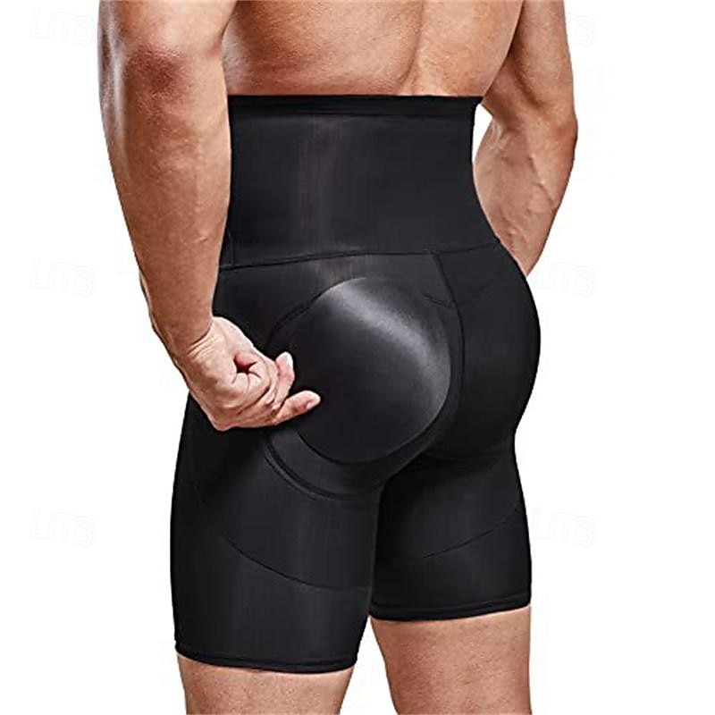 Men's Shapewear Going out Weekend Soft Tummy Control Hip Lift Up Body Sculpting Plain Short Gymnatics Casual Activewear Black Khaki 2025 - $21.99 –P1