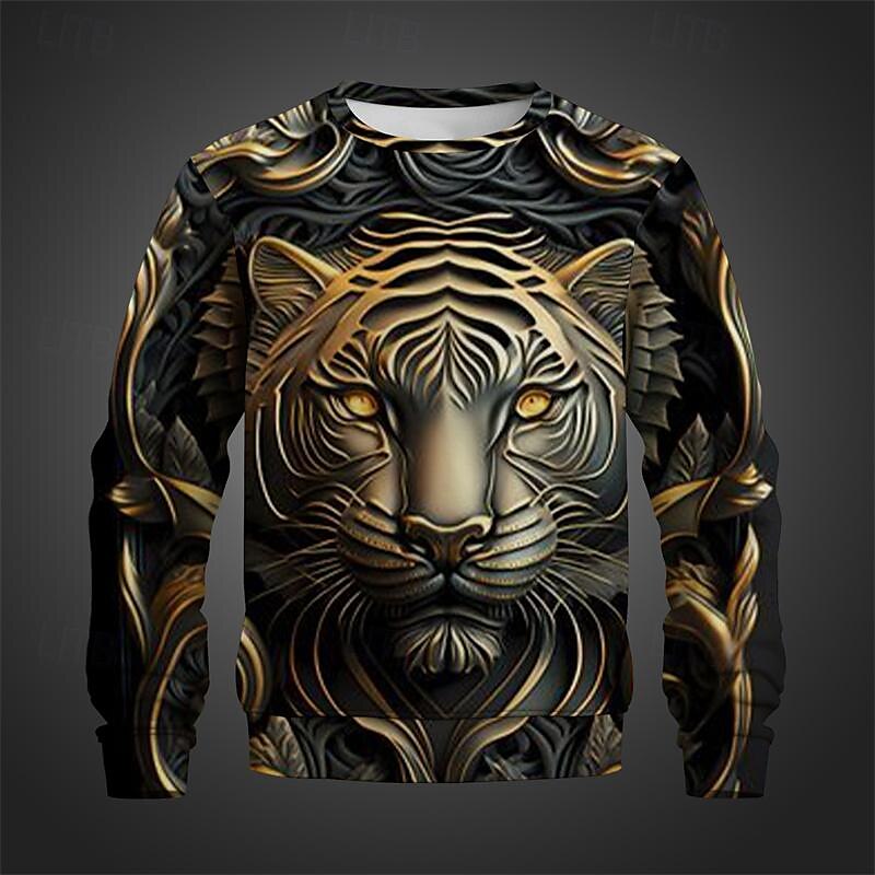 Per uomo Tigre Felpe Felpa Manica lunga Felpa Girocollo Di tendenza Informale Stile di strada Stampa 3D Per uscire Abbigliamento di strada Stampa 3D Primavera & Autunno del 2025 a $29.99 –P6