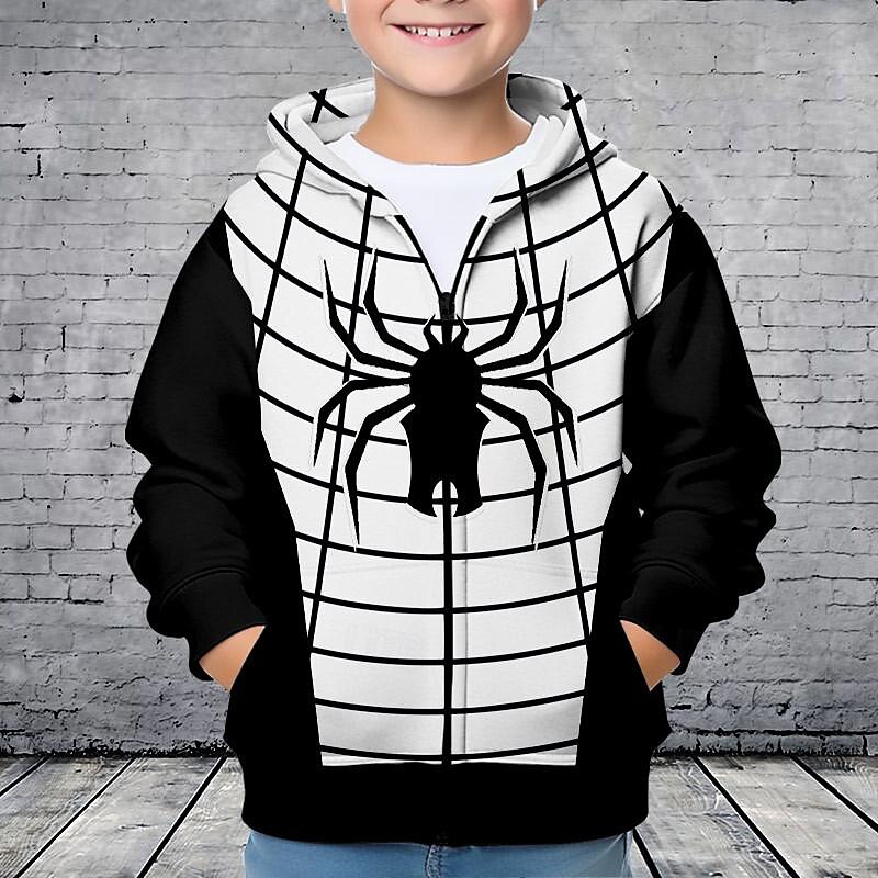 Boys 3D Spider Hoodie Coat Outerwear Long Sleeve Fall Winter Active Streetwear Cool Kids 3-12 Years Zip Street Daily Regular Fit 2025 - $18.49 –P4