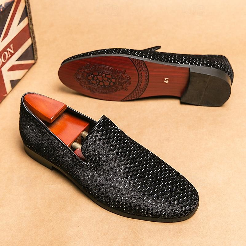Herren Loafer & Slip On Übergrössen Loafer fahren Wanderschuhe Geschäftlich Britisch Hochzeit Party & Abend St. Patricks Day Stoff Schwarz Weiß Blau Frühling Herbst 2025 - $59.99 –P4