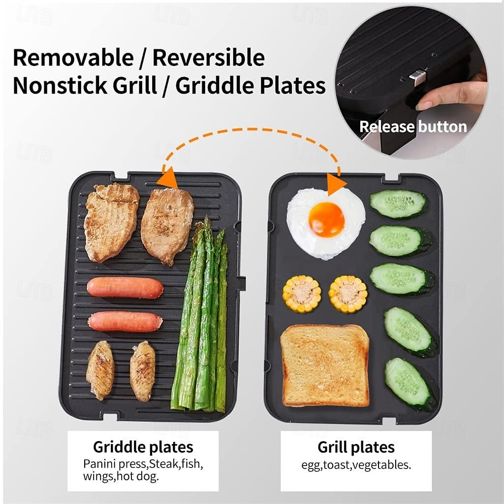 Elektrischer Kontaktgrill, digitale Grillplatte und Presse, optionale Waffeleisenplatten, 180-Grad-Grill, elektrischer Antihaft-Grill 2025 - $261.99 –P7