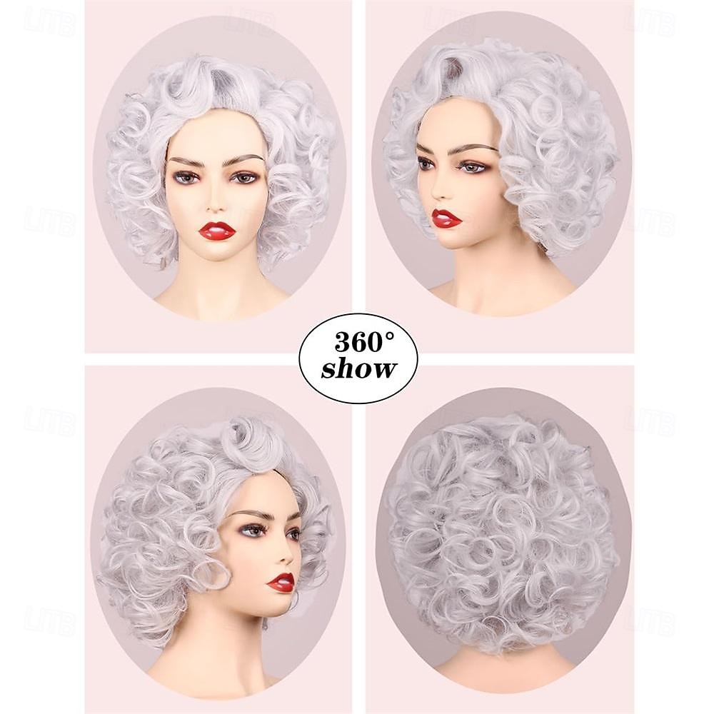 ColorGround Old Lady Granny Silver White Curly Wig 100 Days of School 2026 - $26.99 –P4
