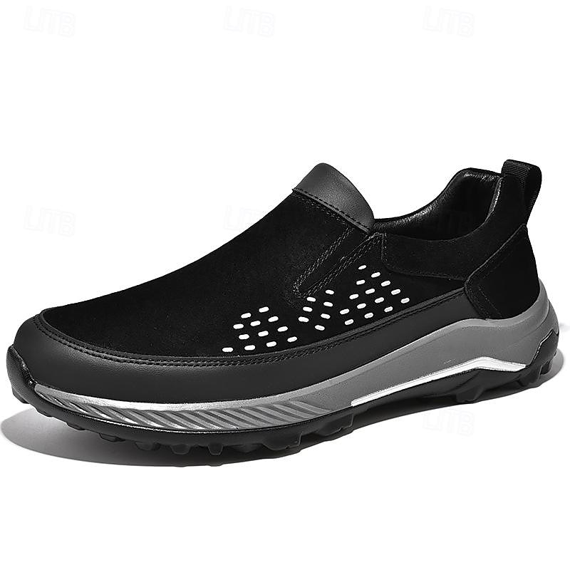 Men's Loafers & Slip-Ons Slip-on Sneakers Running Walking Vintage Classic Casual Outdoor Daily PU Slip-on Black Gray Summer Spring Fall 2024 - HK $394 –P1