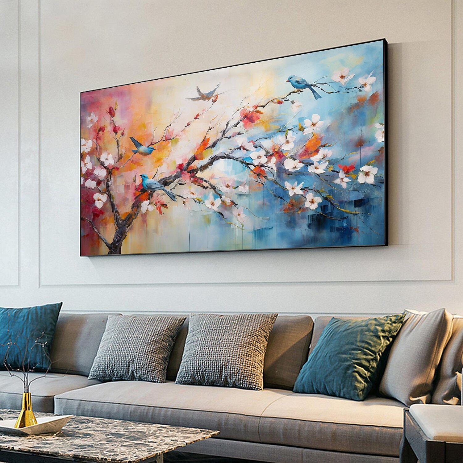 Handmade Original Cherry flower Oil Painting On Canvas Wall Art Decor Abstract Landscape Painting for Home Decor With Stretched Frame/Without Inner Frame Painting 2025 - $175.99 –P1