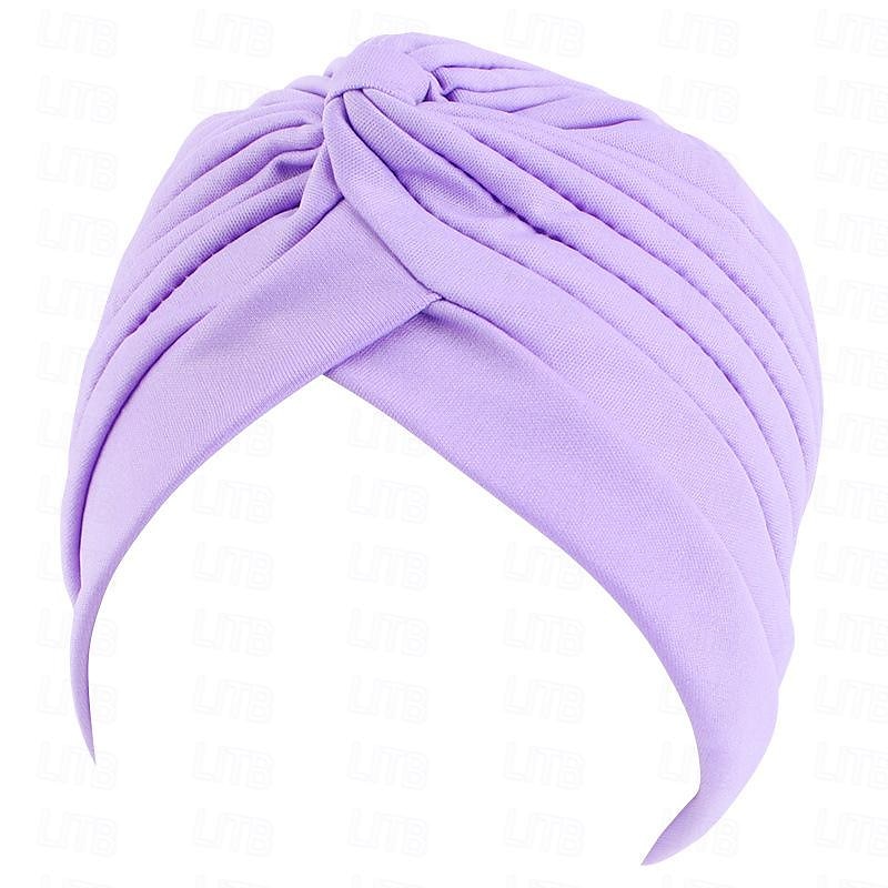 Sombreros turbantes suaves con nudo preanudado moda plisada gorro de quimioterapia diadema para dormir de color sólido naranja para mujeres Día de Reyes casual diario 2025 - $13.99 –P20