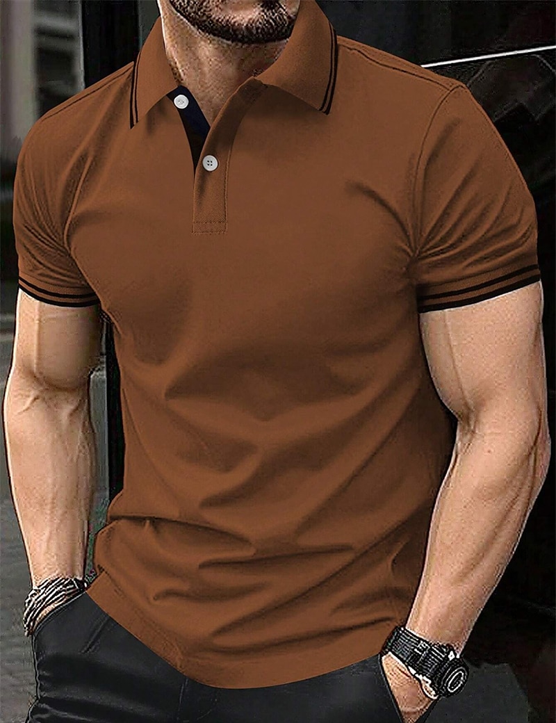 Herren Poloshirt Polos mit Knöpfen Geschäft Casual Kargen Kurzarm Modisch Basic Glatt Taste Sommer Regular Fit Weiß Gelb Rot Marinenblau Königliches Blau Blau Poloshirt 2025 - $17.99 –P3