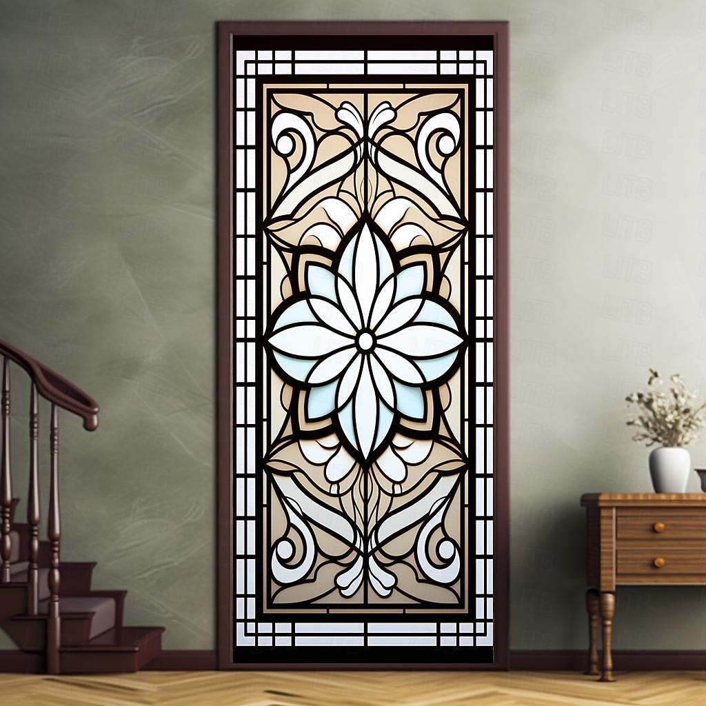 витражи цветочные дверные покрытия фреска декор дверной гобелен дверной занавес украшение фон дверной баннер съемный для входной двери в помещении и на открытом воздухе украшение для дома и комнаты 2026 - $23.99 –P13