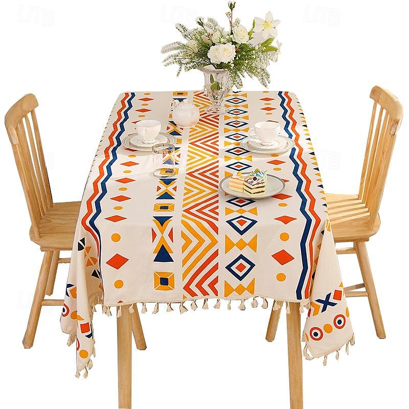 Bohemian geometric pattern tablecloth cotton and linen waterproof wash free tablecloth spring outing camping picnic mat cover cloth 2025 - $14.99 –P5