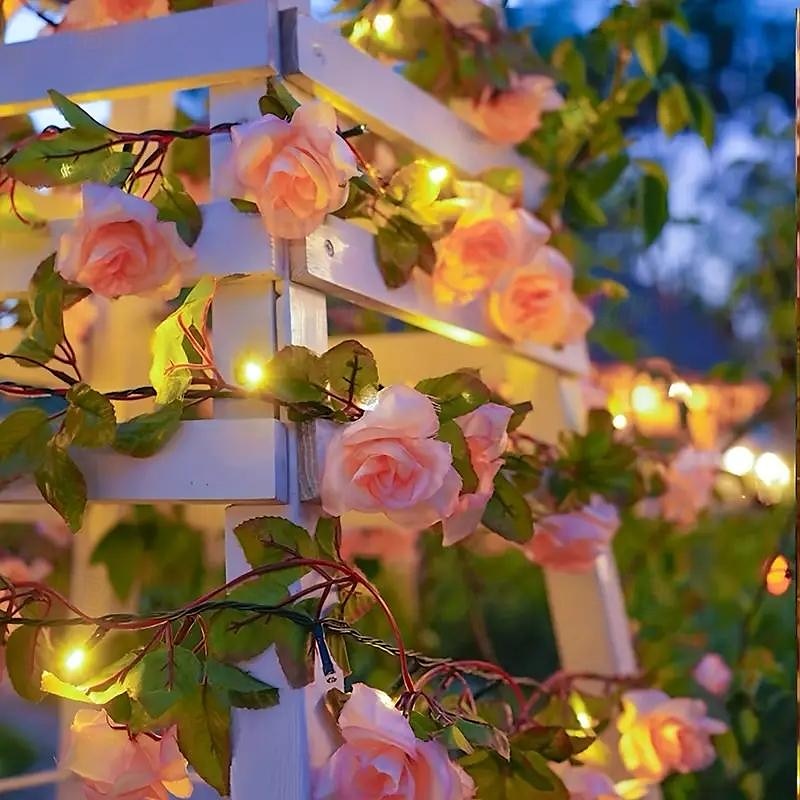 luci solari a forma di rosa con fiori per San Valentino, 2 m, 20 LED, impermeabili, luci da giardino natalizie per casa, camera da letto, festa, matrimonio, patio, decorazione del 2025 a $21.99 –P5