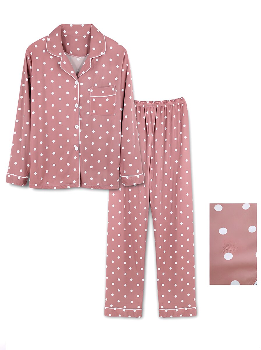dames pyjama sets hart raster / ruit mode comfort zacht thuis dagelijks bed satijn zijde ademend revers lange mouw shirt broek knoop zak herfst winter thuis outfits 2025 - $19.49 –P1