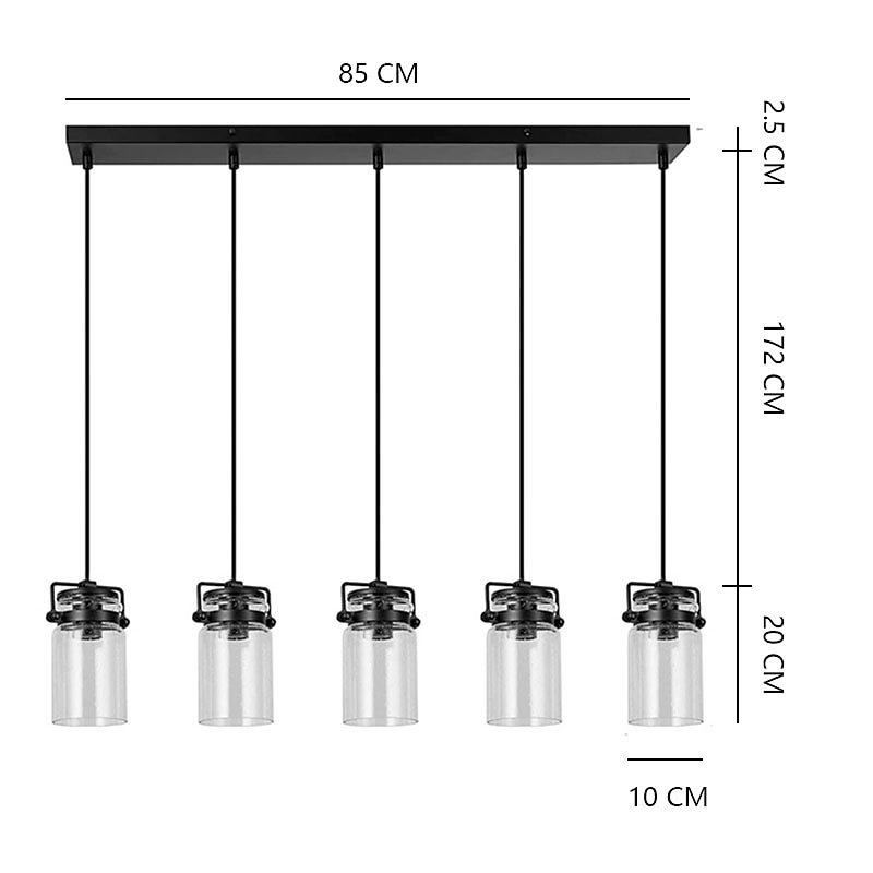 Pendant Lighting for Kitchen Island, 1/3/5-Light Dining Room Light Fixtures Hanging Linear Chandeliers, Farmhouse Chandeliers for Dining Room Pendant Light Fixtures Matte Black Finish with Glass Shades 2025 - $439.99 –P3