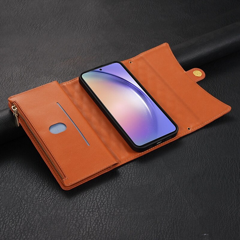 телефон Кейс для Назначение SSamsung Galaxy S24 S23 S22 S21 S20 Ultra Plus FE А53 S25 Ультра Кошелек для карт Молния Полная защита тела с ремешком Ретро Геометрический рисунок ТПУ Кожа PU 2025 - $28.99 –P6