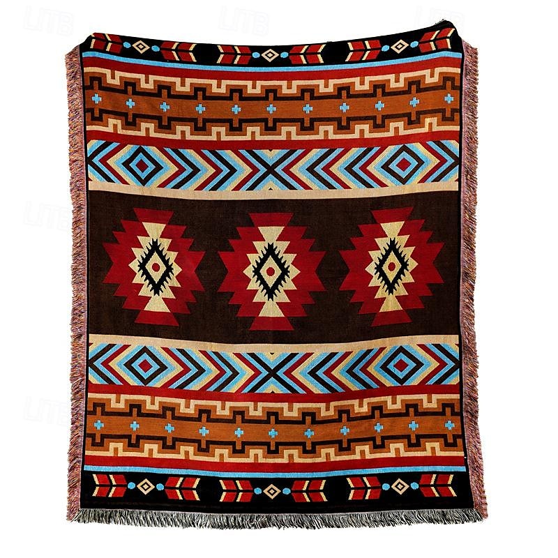 etniska bohemiska mexico filtar utomhus strand picknick filt randig boho linne säng filtar rutig soffa mattor resematta tofsar 2025 - $22.99 –P5