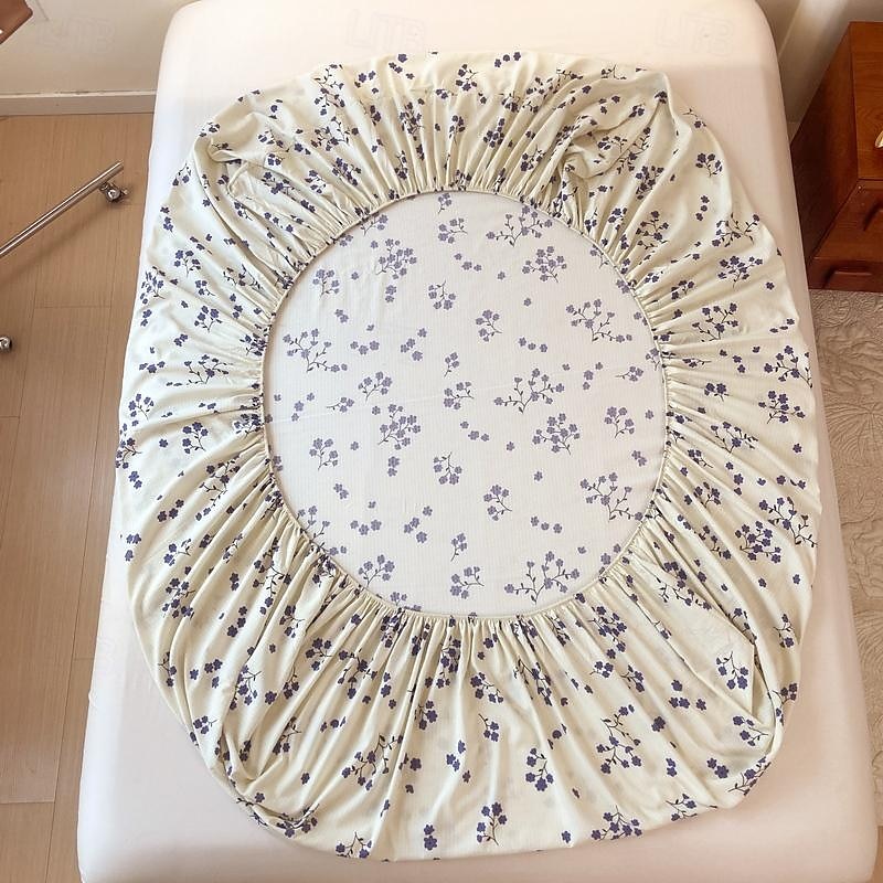 Lençol de cama 100% algodão de 1 unidade com capa de cama de flores pequenas fragmentadas capa de colchão elástica para cama de casal de luxo individual ou dupla disponível em vários tamanhos de 2025 por $22.99 –P12