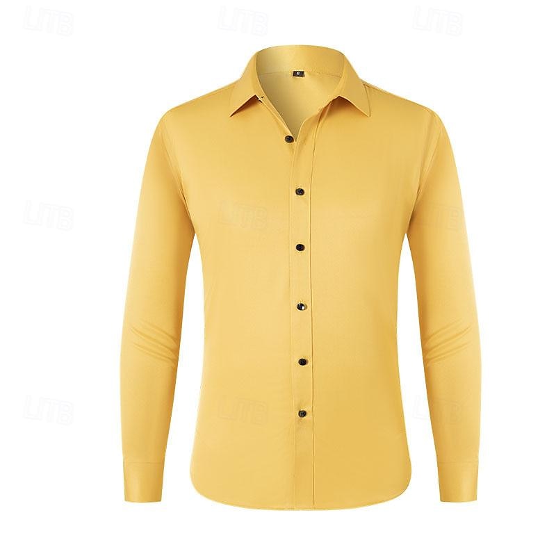 Voor heren Overhemd Overhemd met knopen Zwart Wit Wijn Lange mouw Effen Revers Lente & Herfst Bruiloft Feest Kleding 2025 - $24.99 –P9