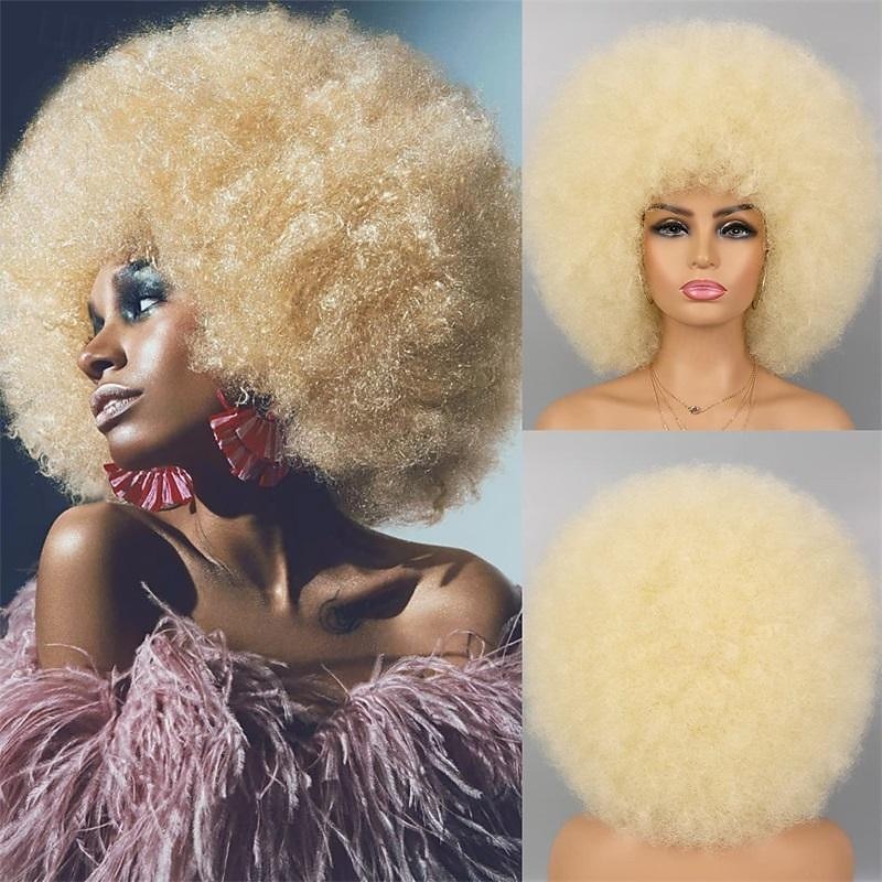 paruka afro kudrnaté paruky 70. let pro černé ženy nošení bez lepku a měkké černé afro paruky velké skákací a měkké přirozeně vypadající plné paruky pro denní party cosplay kostým halloweeen 2025 - $18.99 –P14