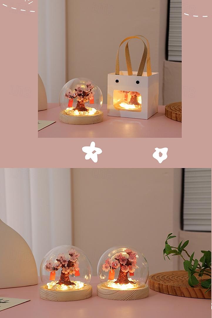 Bricolage fait à la main cerisier fleur arbre fleur de pêche veilleuse créative lumière ambiante chambre confortable ornements décoratifs de 2025 ? $19.49 –P5
